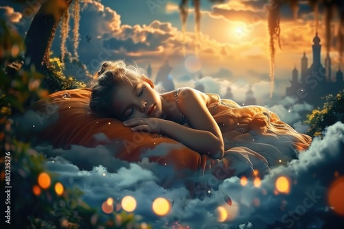 Bedtime bliss, sweet dream child, creating a haven of tranquility and wonder, where imagination soars and little hearts find restful sleep.