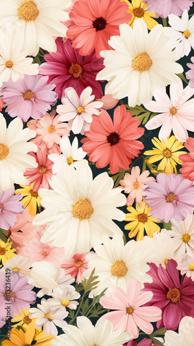 Flowers Image  Pattern Style  For Wallpaper  Desktop Background  Smartphone Phone Case  Computer Screen  Cell Phone Screen  Smartphone Screen  9 16 Format - PNG