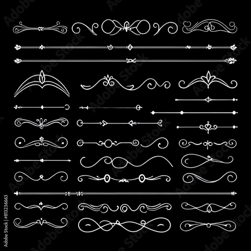 Abstract element divider vintage decorative line art set vector