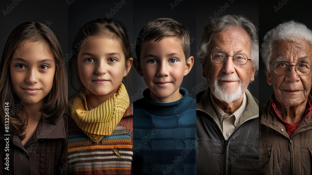 Obraz premium showcases individuals representing different generations, from children to seniors, highlighting the intergenerational aspects of population dynamics and the importance of addressing issues across ag