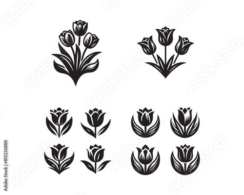 Tulip flower silhouette vector icon graphic logo design ai generated