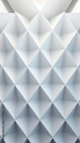 A white wall adorned with numerous triangles in a geometric pattern, 3d style imitation, wallpaper