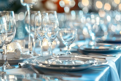 elegant gala fundraiser dining table setting luxury event decor concept photo