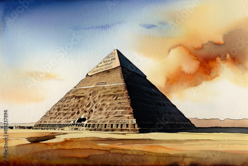 Pyramid watercolor illustration