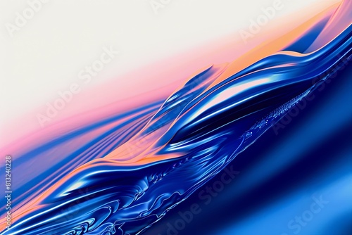 Elegant digital art featuring fluid waves of blue and coral, highlighted with intricate light reflections that create a sense of depth and motion.