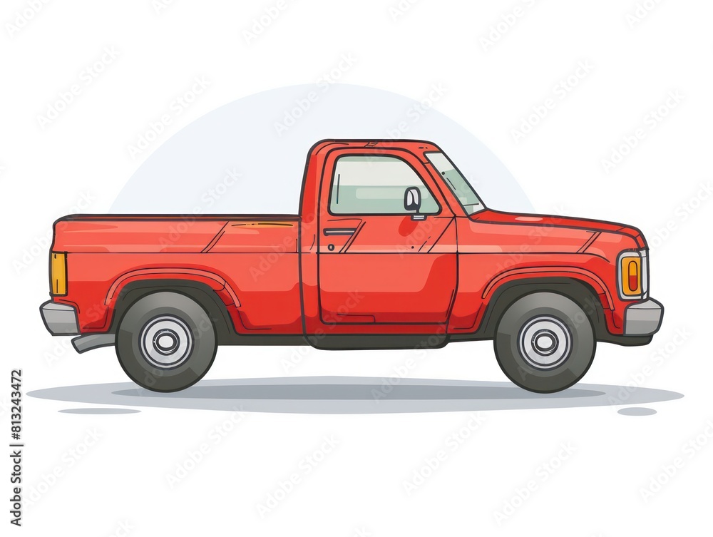 pick up truck side view, white background