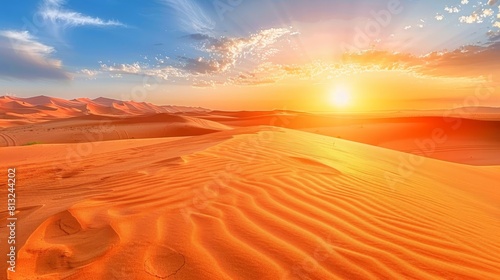 Stunning desert landscape with vivid blue sky contrasting beautifully with golden sand dunes