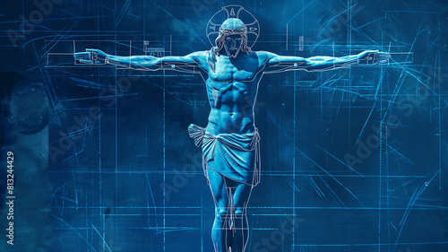 Blue print art of Jesus