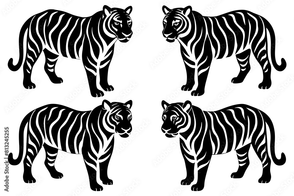 tiger line art silhouette vector illustration tiger line art silhouette vector illustration
