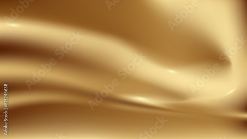 3d design with silk texture cloth background. Golden gentle soft waves. Luxurious satin fabric. Product advertising design. Vector realistic illustration.