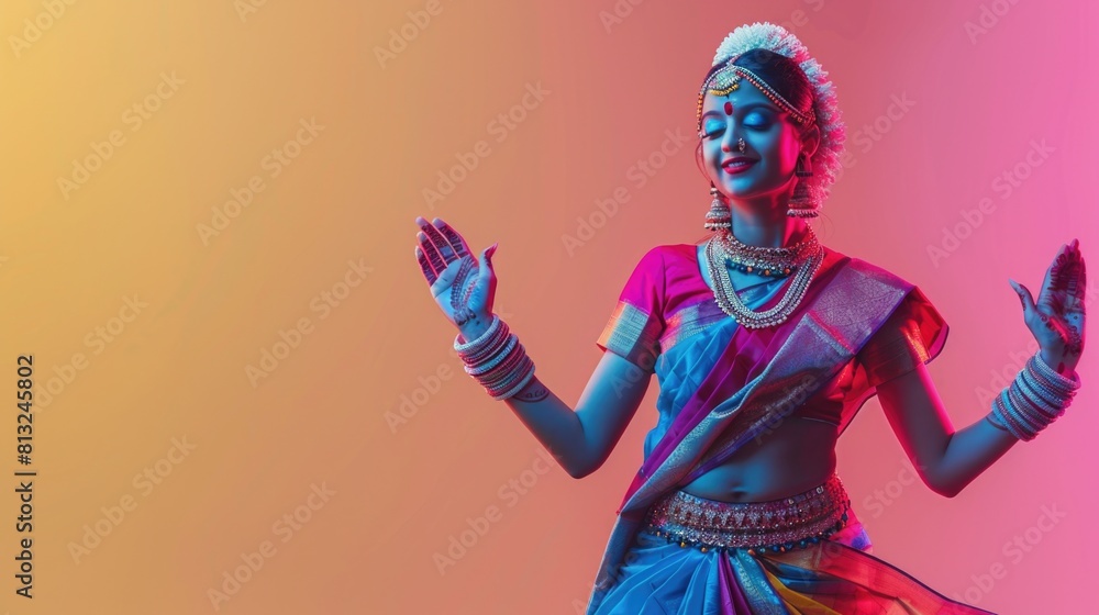 Fototapeta premium Teej festivity: happy teej - marking the occasion of Teej with joyous festivities where friends and family come together to celebrate love, happiness and blessings.