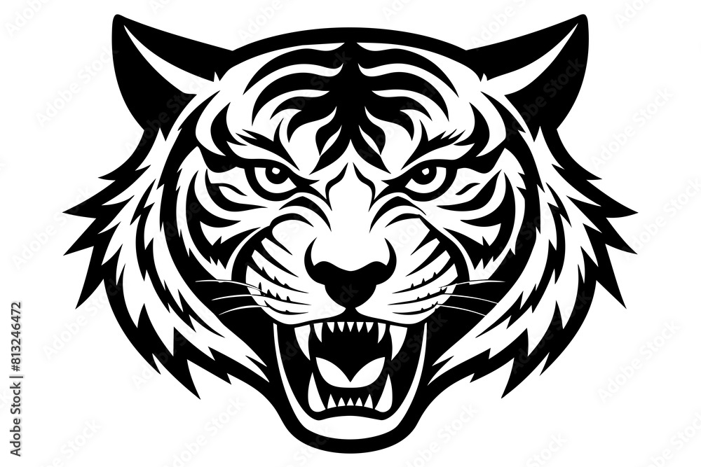 tiger face cartoon vector illustration