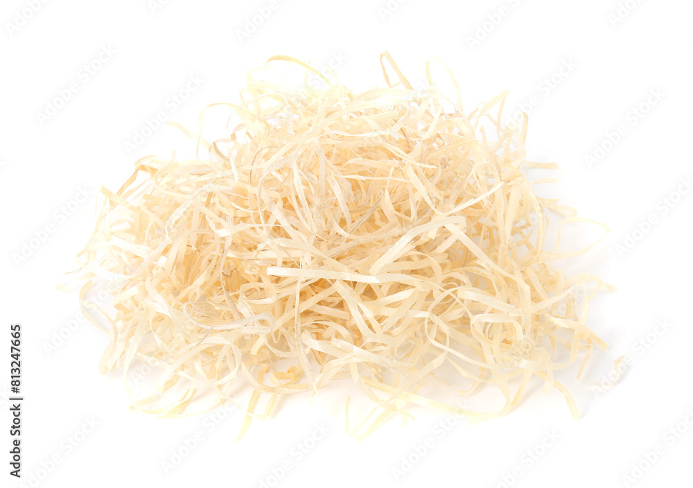 Pile of wood shavings isolated on white Pile of wood shavings isolated on white