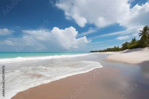 beach with sky HD 8K wallpaper Stock Photographic Image Generative AI 