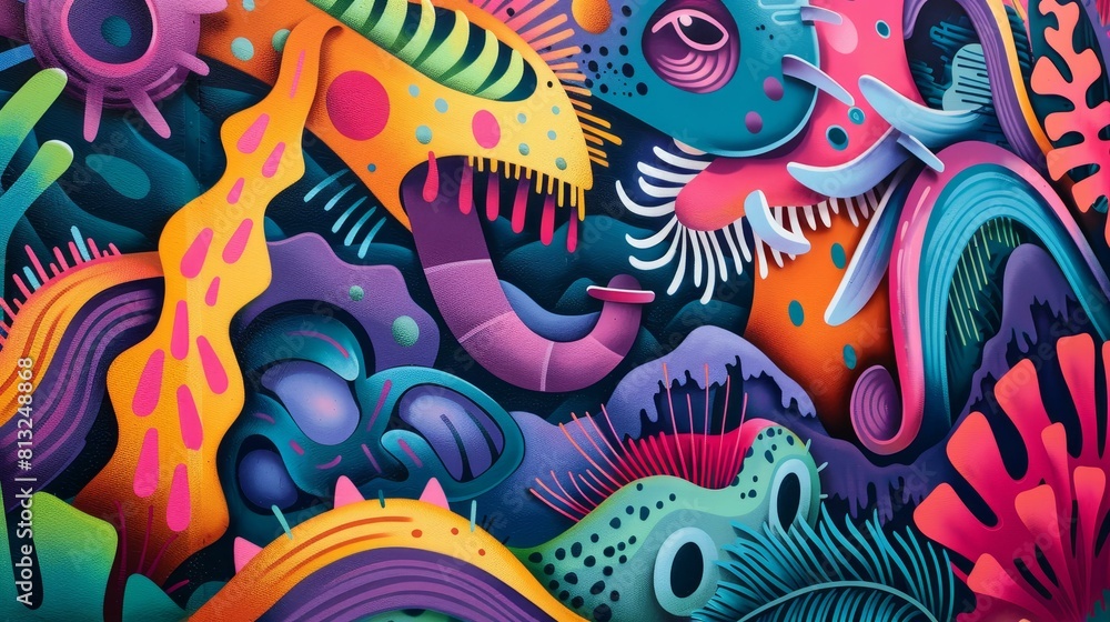 Bold, vibrant mural with stunning visual impact, Ai Generated