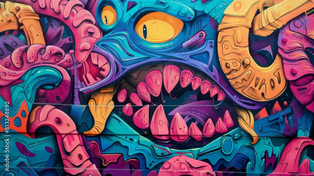 Obraz premium Bold, vibrant mural with stunning visual impact, Ai Generated