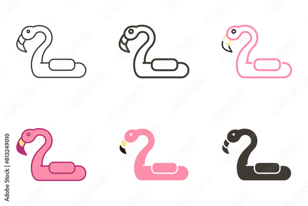 Flamingo inflatable ring pool and beach buoy float vector graphic icon elements Flamingo inflatable ring pool and beach buoy float vector graphic icon elements