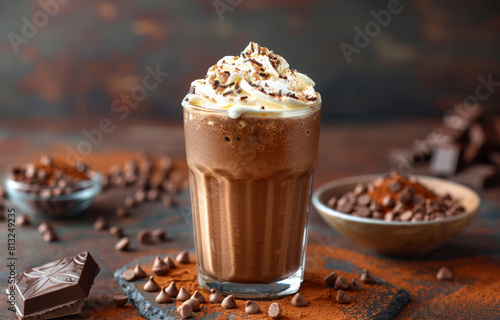 decadent chocolate treats, treat yourself to a delightful chocolate milkshake garnished with whipped cream and chocolate sprinkles perfect for chocolate aficionados