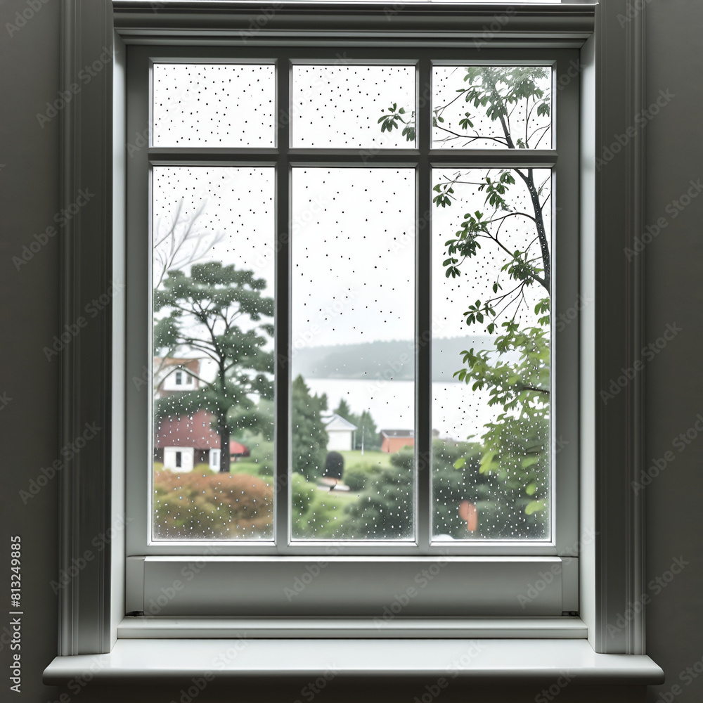 Obraz premium rainy window, house, door, architecture, home, wall,frame 
