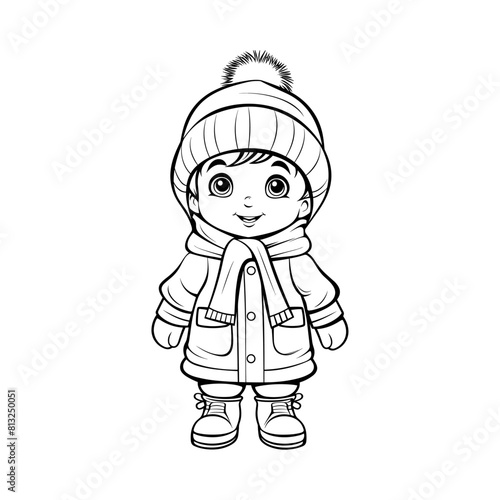 a drawing of a boy wearing a jacket and hat