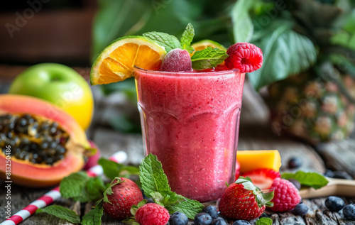 fruity smoothie recipe  colorful and fruity smoothie  a tasty and nutritious drink option to beat the heat on a summer day