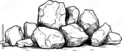 Pile of stones sketch drawing