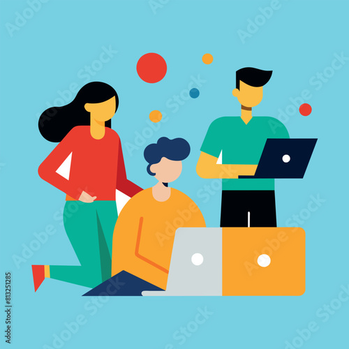 Vector people working flat design on white background stock illustration