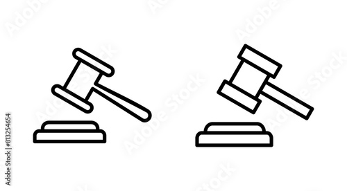 Gavel icon set. judge gavel icon vector. law icon vector. auction hammer