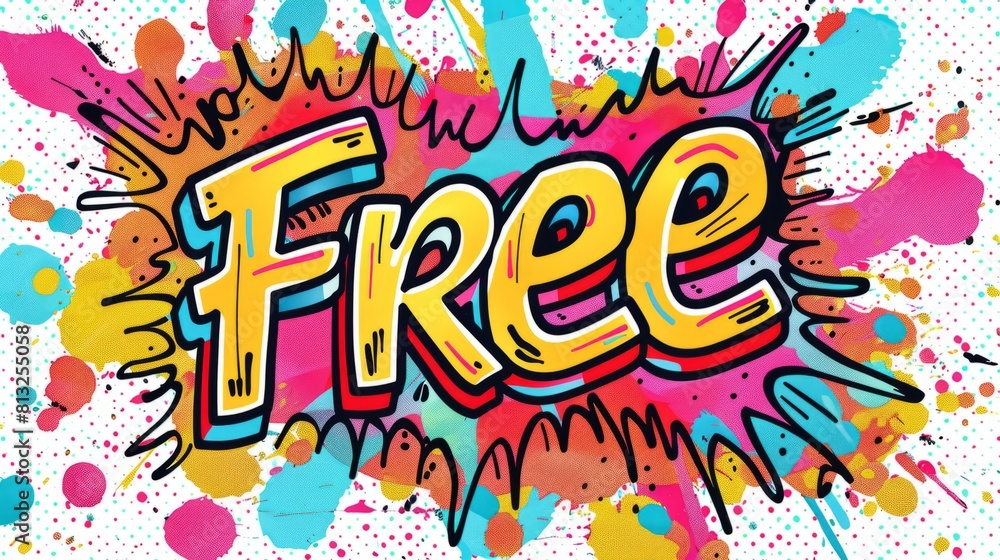 The word Free created in Pop Art. The word Free created in Pop Art.