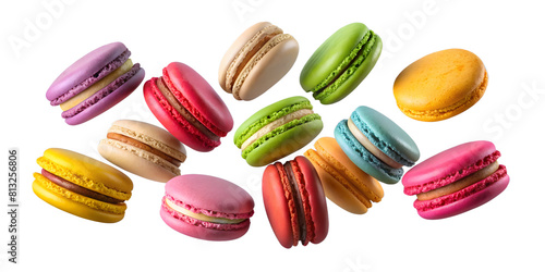 Wallpaper Mural Colorful Macarons Floating on Clean Transparent Background Torontodigital.ca