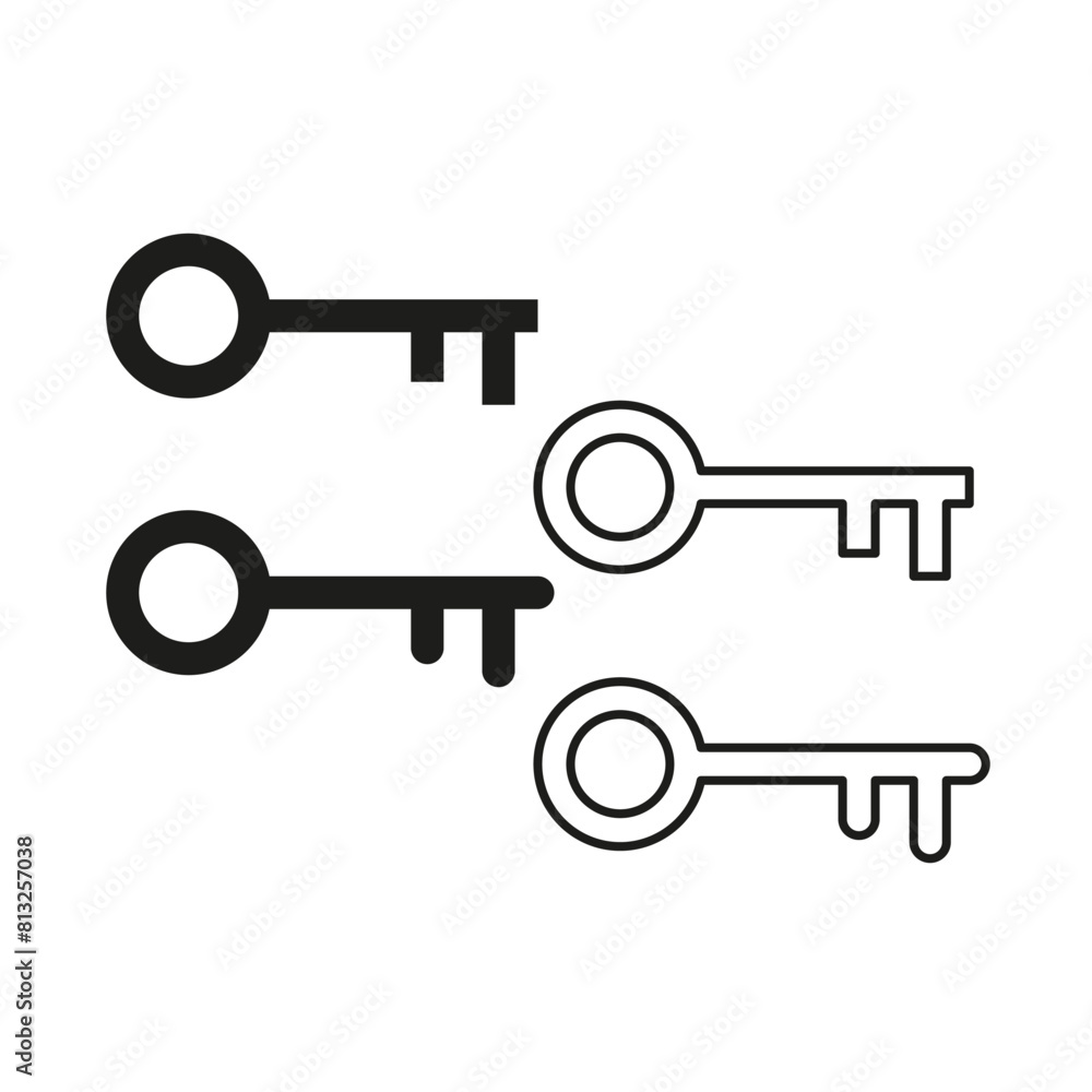 Set of keys Vector icons. Security access symbols in different sizes. Black and white key illustrations. Safety and privacy collection. Set of keys Vector icons. Security access symbols in different sizes. Black and white key illustrations. Safety and privacy collection.