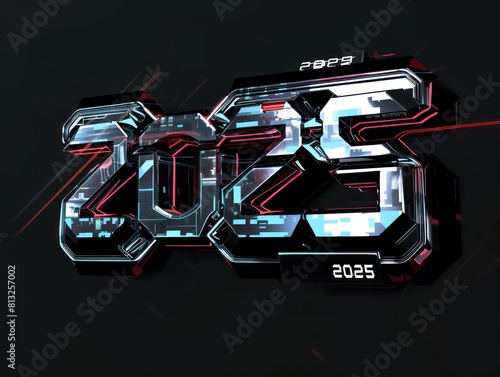 2025 retro futuristic dynamic font, black background photo