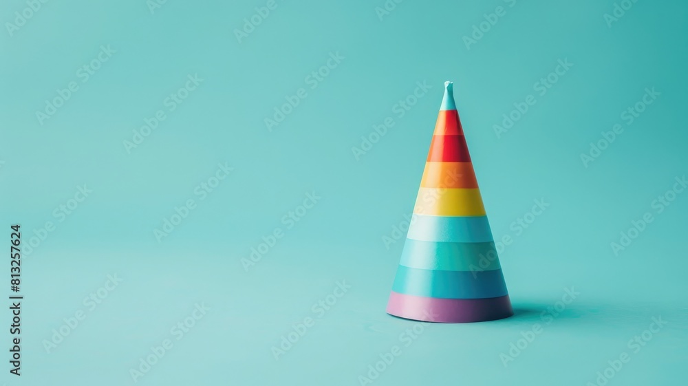Colorful party hat against blue background Colorful party hat against blue background
