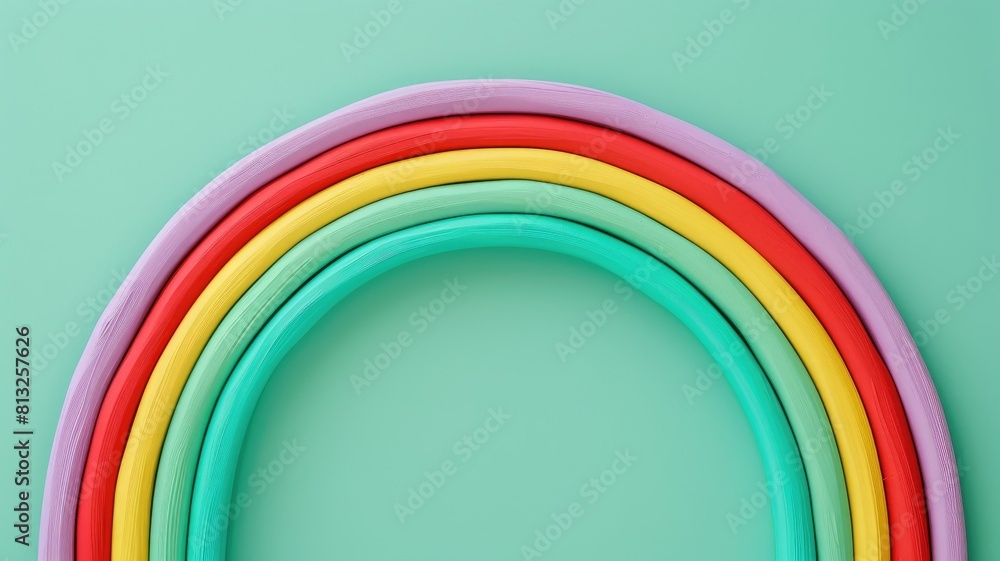 Obraz premium Colorful arcs forming rainbow on teal background