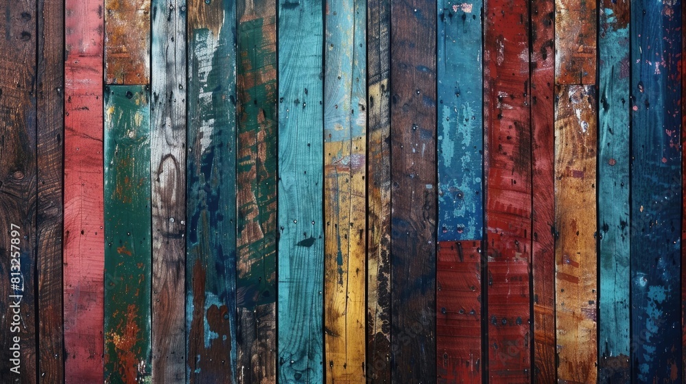 Old, grungy, colorful wood background