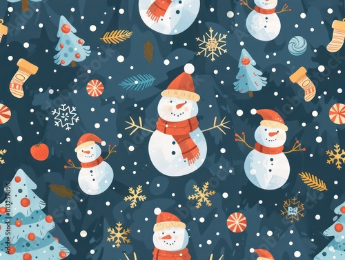 christmas snowflakes  trees  snowmen
