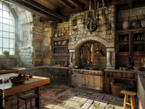 kitchen at medieval castle  3d model