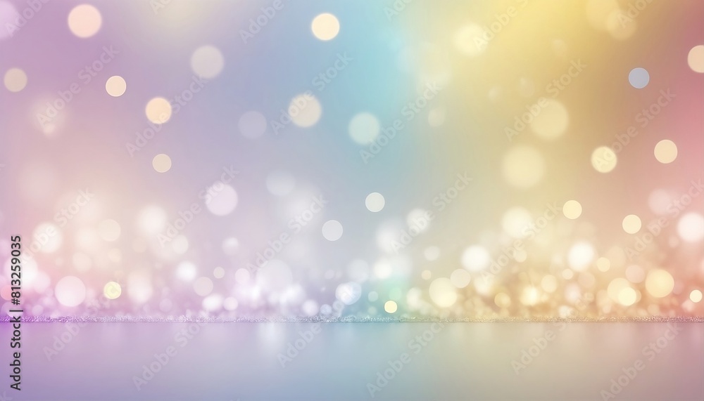 4k Abstract blur bokeh banner background. Rainbow colors, pastel purple, blue, gold yellow, white silver, pale pink bokeh background created with generative ai	