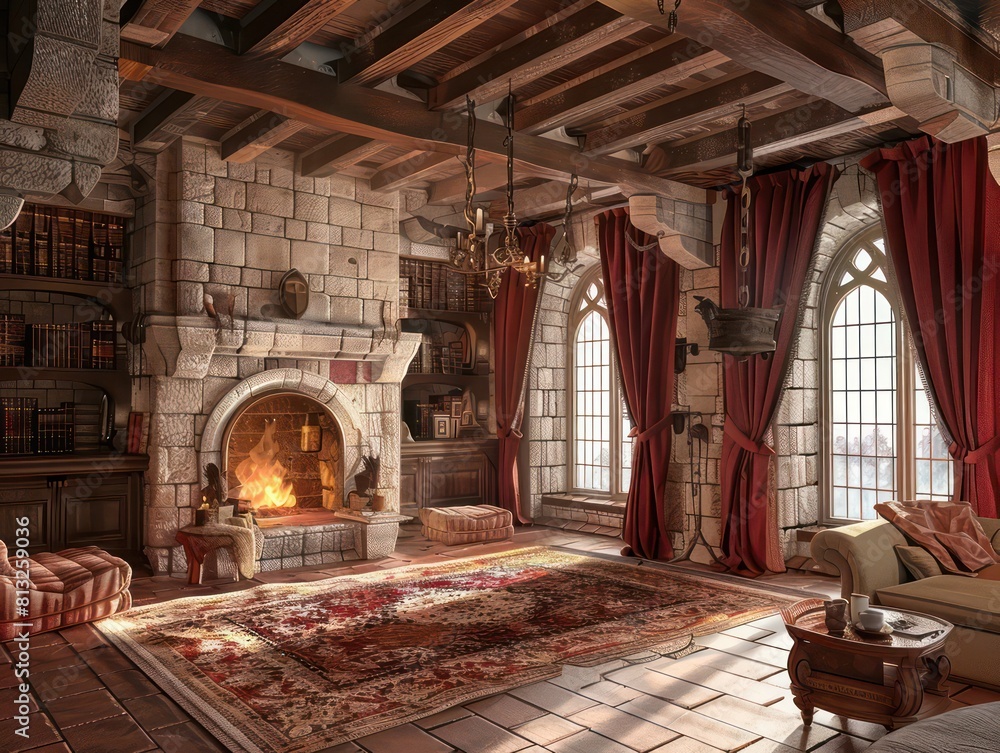 medieval castle living room, 3d model