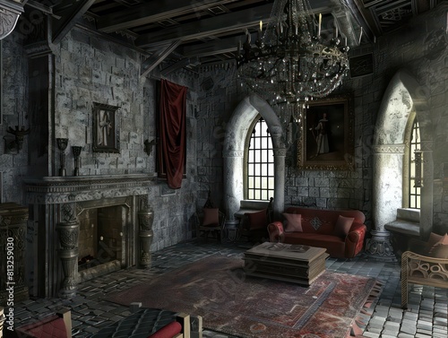medieval castle living room  3d model