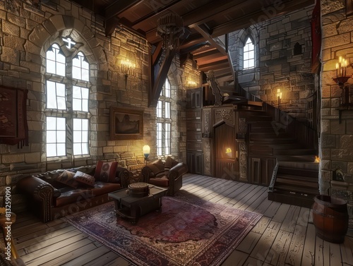 medieval castle living room  3d model