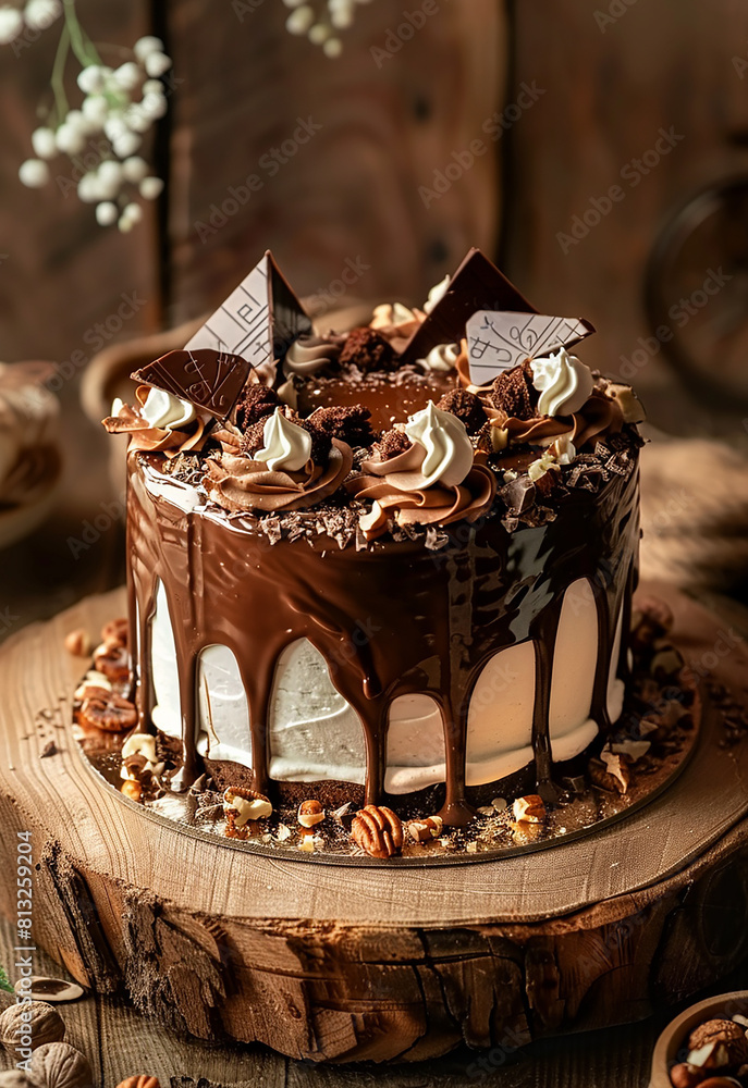 Photo of sweet tasty delicious baking cake decorations