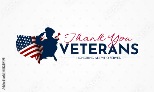 Thank you veterans, November 11, honoring all who served, American flags background vector illustration 