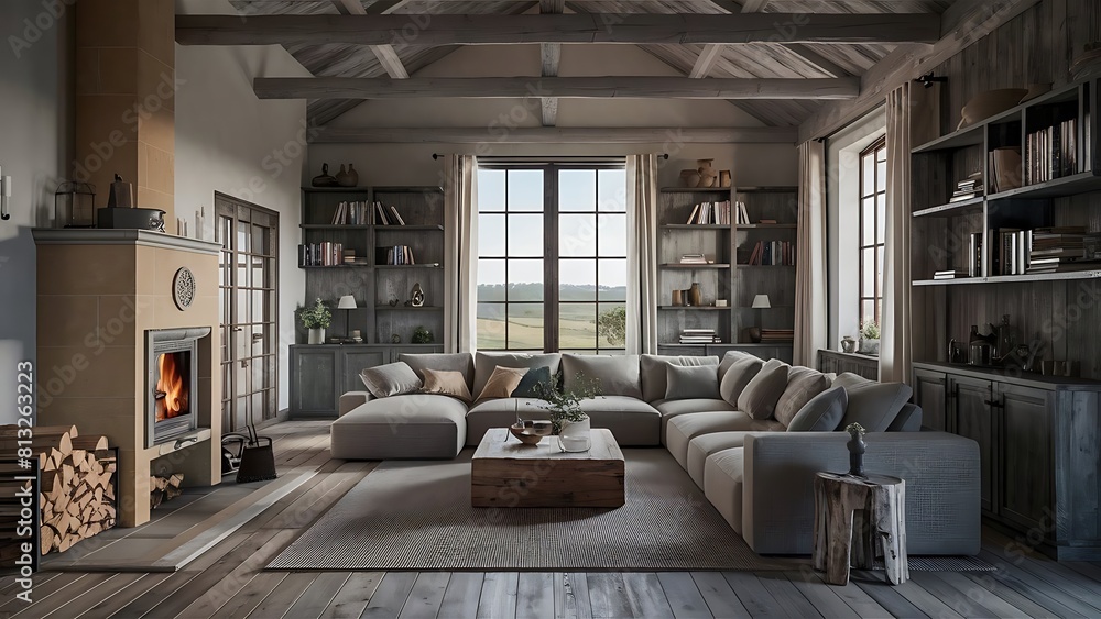 Farmhouse, country home interior design of modern living room, a beautiful home interior design