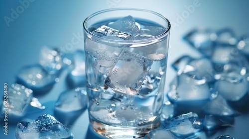 ice cubes on water cup glass