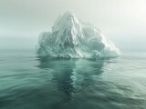 big iceberg transparent waters, showing underneath the surface of the water