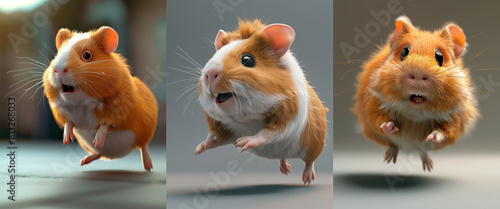 set of cute hamsters in various pose