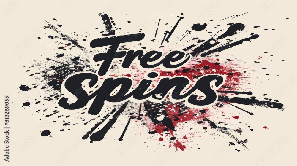 The words Free Spins created in Gothic Calligraphy. The words Free Spins created in Gothic Calligraphy.