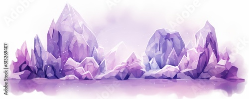 Fantasy landscape with glowing purple crystals.