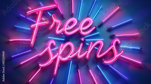 The words Free Spins created in Neon Calligraphy.